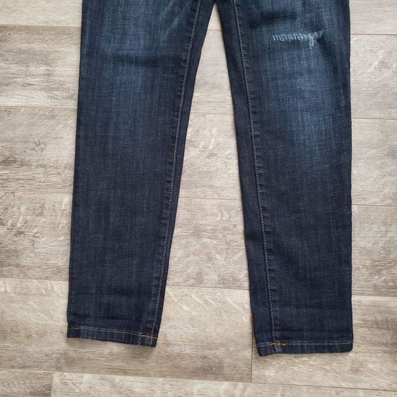 Halogen Girlfriend Distressed Mark Dark Wash Jeans 24 - Picture 5 of 9